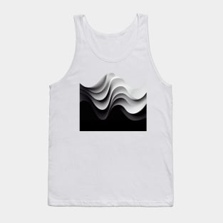 Black and White Graphic 3D Illusion of Waves Tank Top